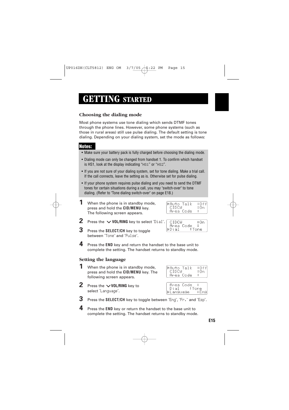 Getting, Started | Sanyo CLT-5812 User Manual | Page 17 / 48