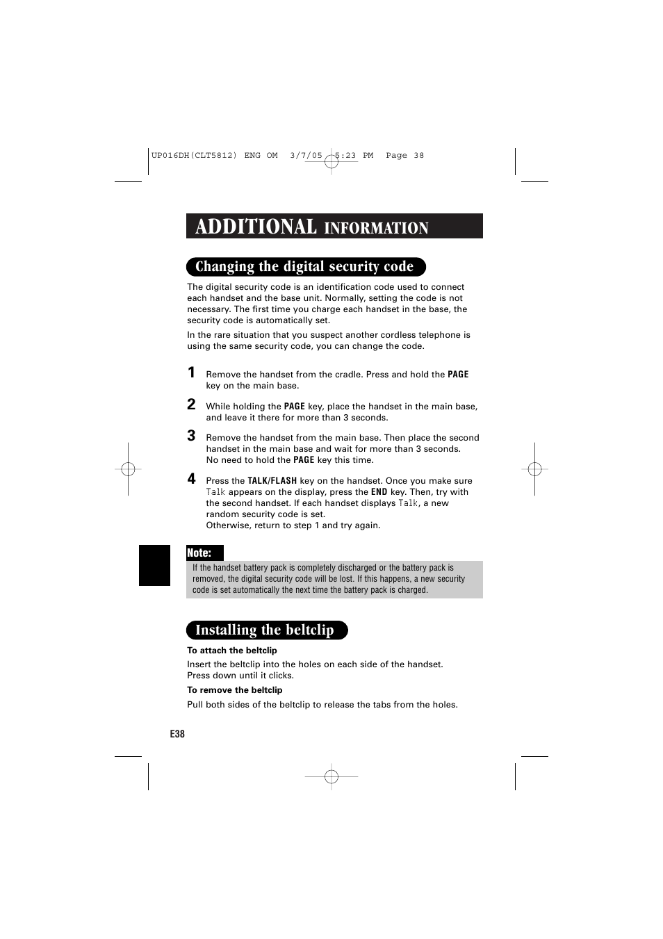 Additional, Information | Sanyo CLT-5812 User Manual | Page 40 / 48