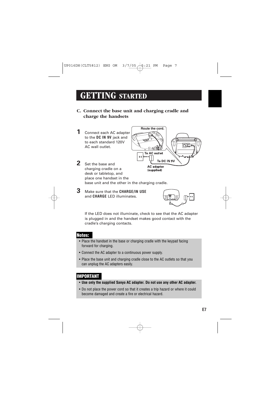 Getting, Started | Sanyo CLT-5812 User Manual | Page 9 / 48