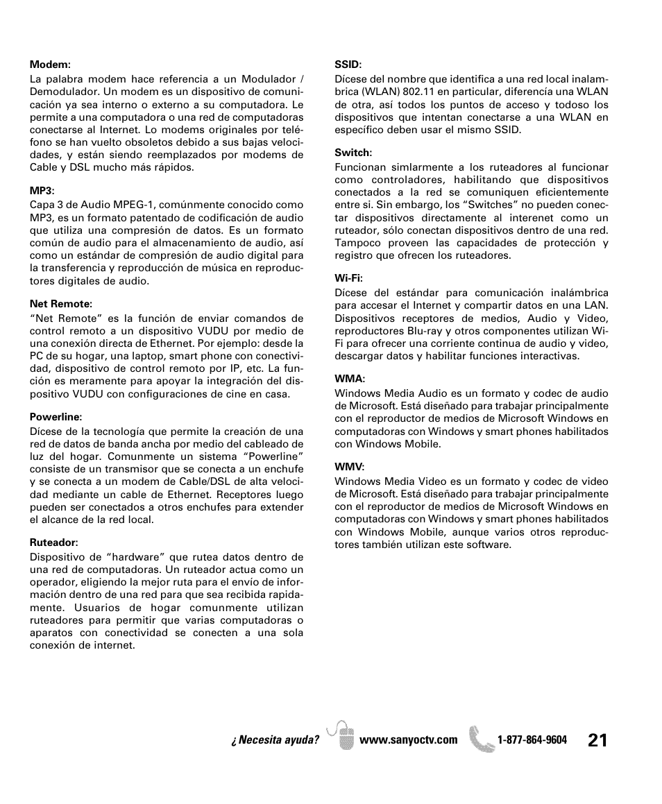 Sanyo Internet Ready HDTV DP42851 User Manual | Page 21 / 24