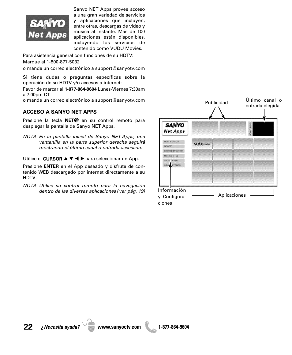 Sanyo Internet Ready HDTV DP42851 User Manual | Page 22 / 24