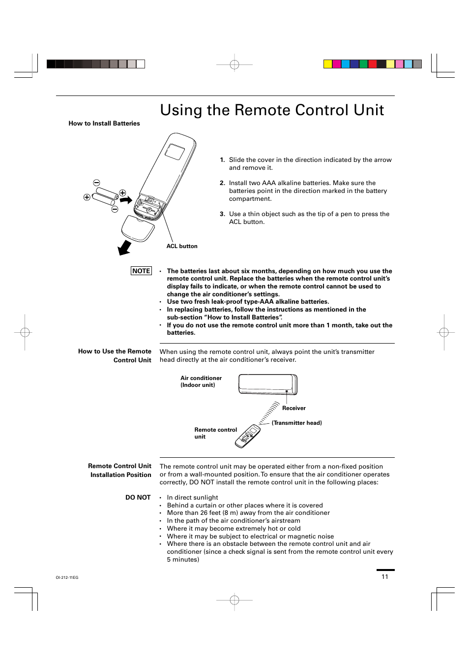 Using the remote control unit | Sanyo KHS2432 User Manual | Page 11 / 25