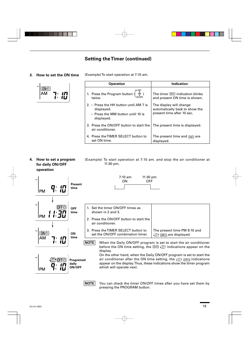Setting the timer (continued) | Sanyo KHS2432 User Manual | Page 19 / 25