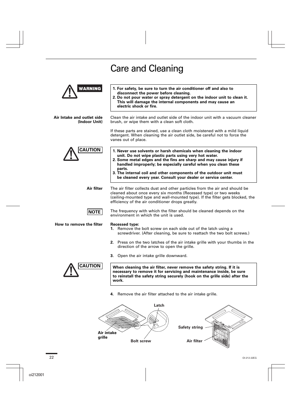 Care and cleaning | Sanyo KHS2432 User Manual | Page 22 / 25