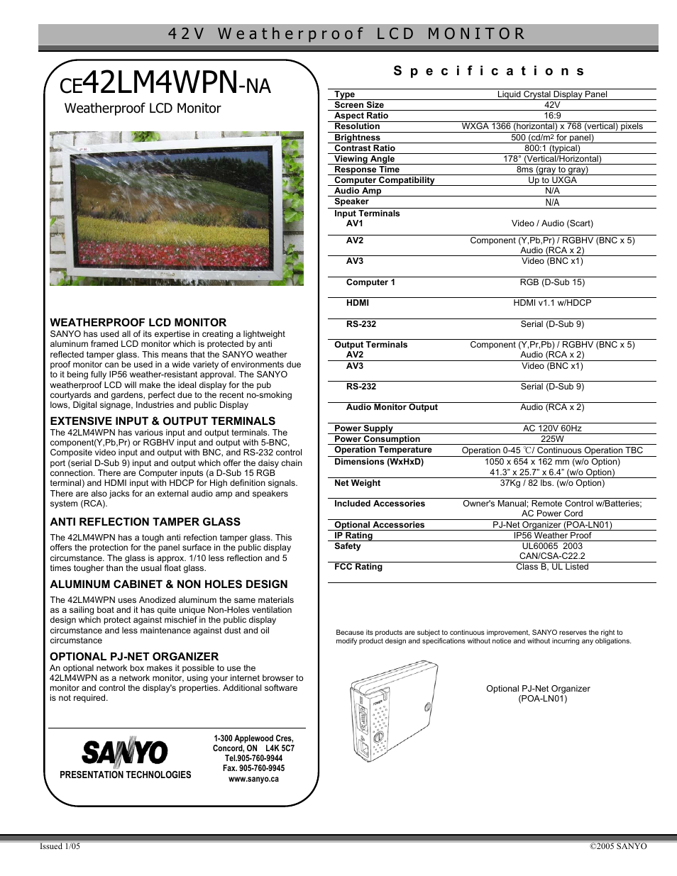 Sanyo CE 42LM4WPN-NA User Manual | 1 page