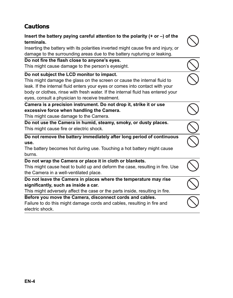 Cautions | Sanyo VPC-S1085 User Manual | Page 5 / 45