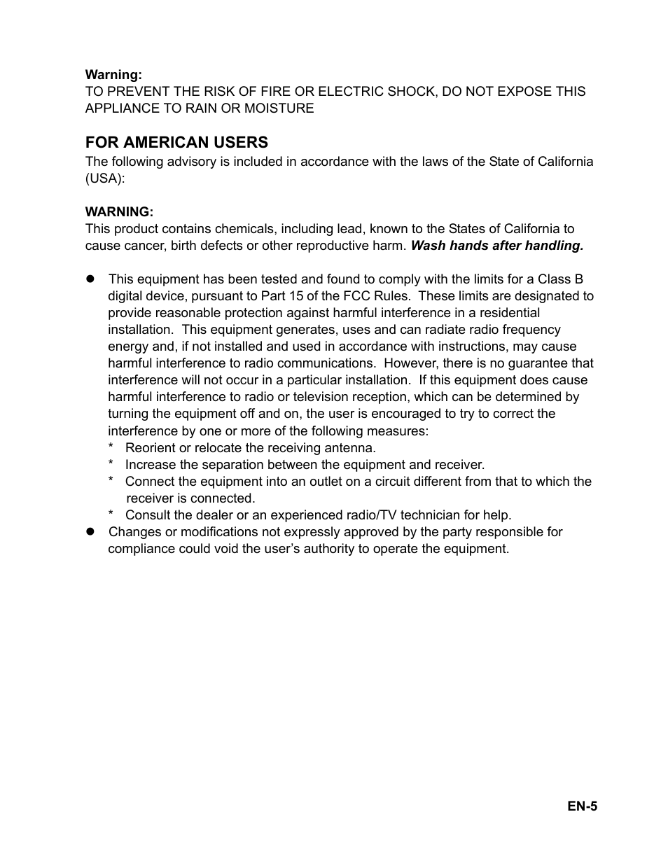 For american users | Sanyo VPC-S1085 User Manual | Page 6 / 45