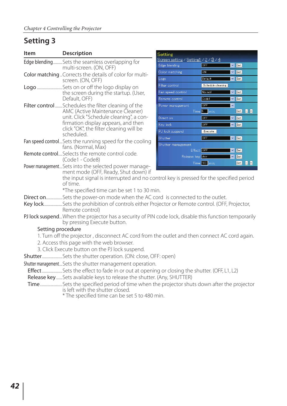 Setting 3 | Sanyo Projector User Manual | Page 42 / 62