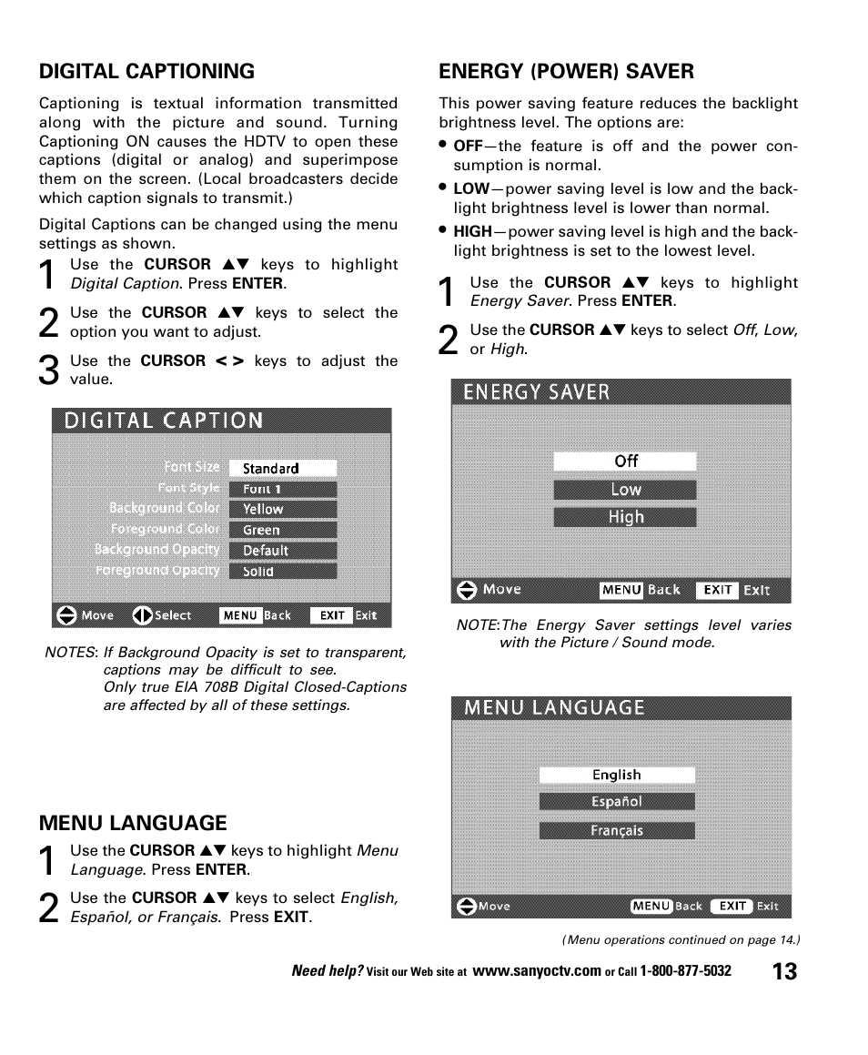 Sanyo DP52848 User Manual | Page 13 / 52