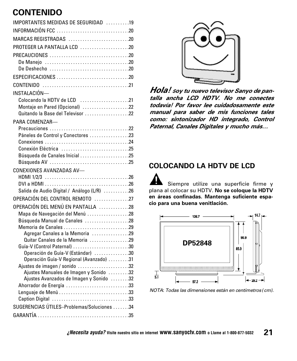 Sanyo DP52848 User Manual | Page 21 / 52