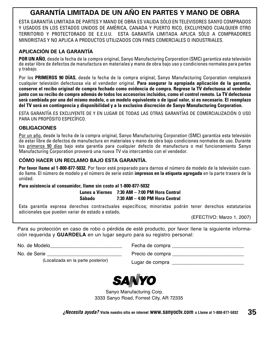 Sanyo DP52848 User Manual | Page 35 / 52