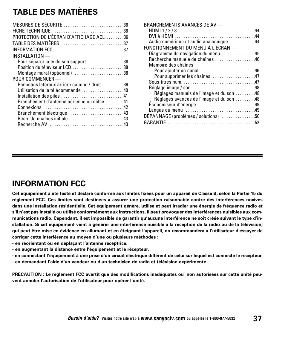 Sanyo DP52848 User Manual | Page 37 / 52