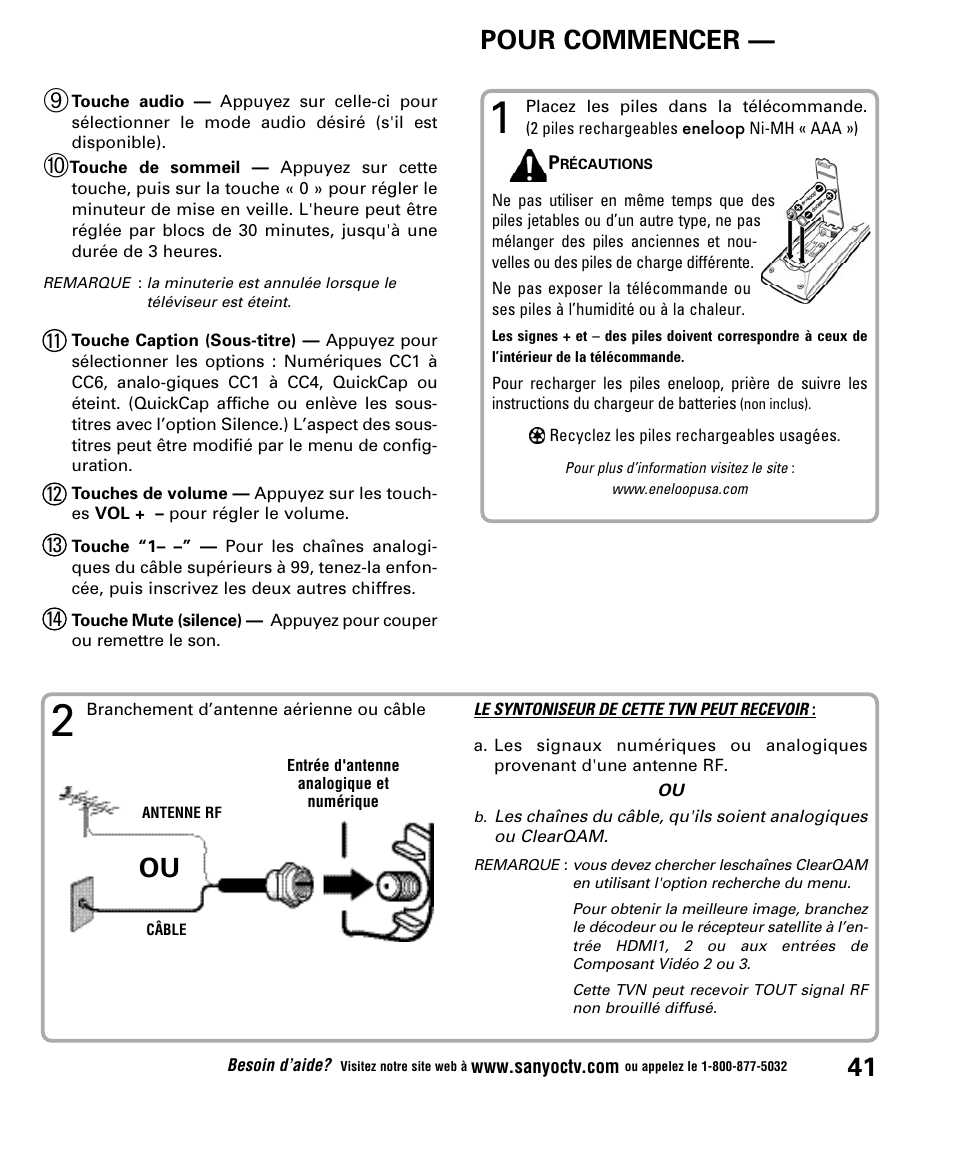 Pour commencer | Sanyo DP52848 User Manual | Page 41 / 52