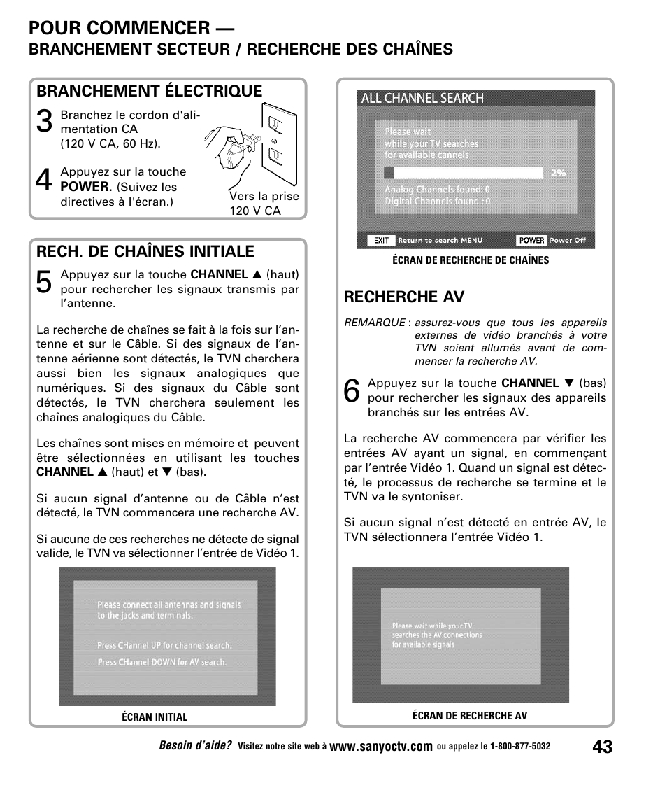 Pour commencer | Sanyo DP52848 User Manual | Page 43 / 52