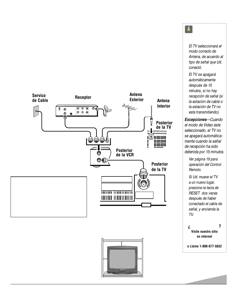 Ajustes básicos y conexiónes, Consejos rápidos, Colocando el tv | Sanyo DS13330 User Manual | Page 17 / 40