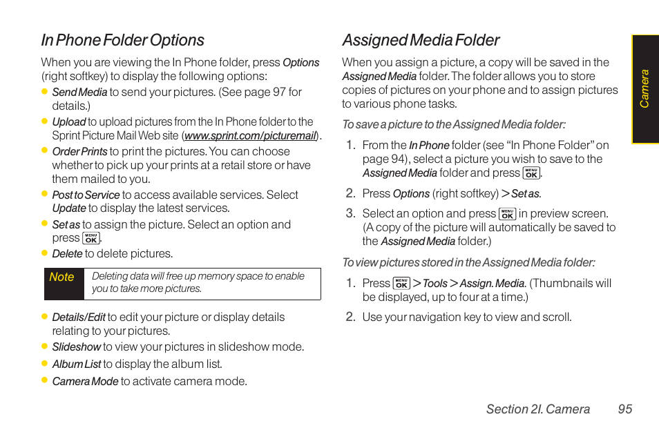 Assigned media folder | Sanyo Katana LX User Manual | Page 107 / 165