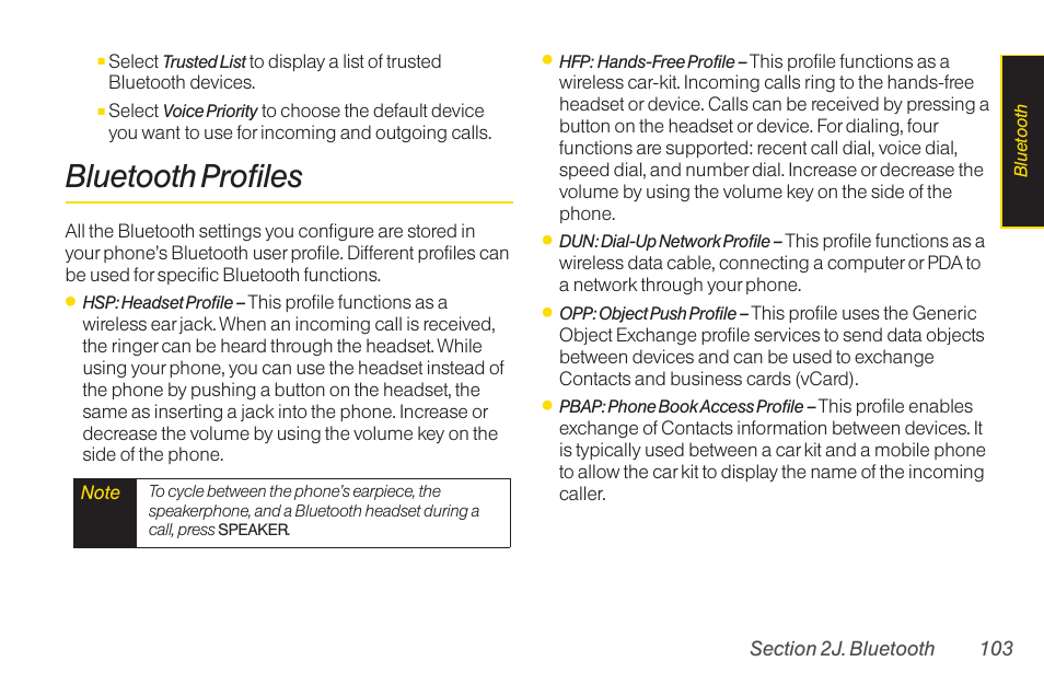 Bluetooth profiles | Sanyo Katana LX User Manual | Page 115 / 165