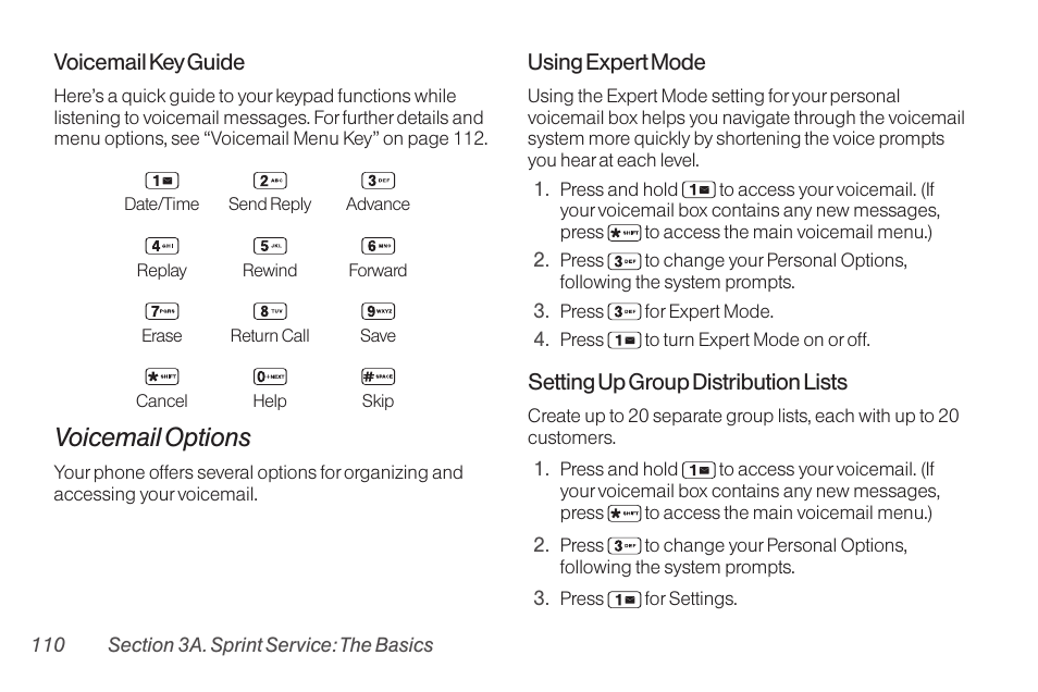 Voicemail options | Sanyo Katana LX User Manual | Page 122 / 165