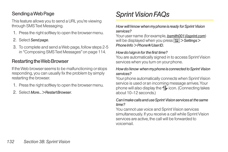 Sprint vision faqs | Sanyo Katana LX User Manual | Page 144 / 165