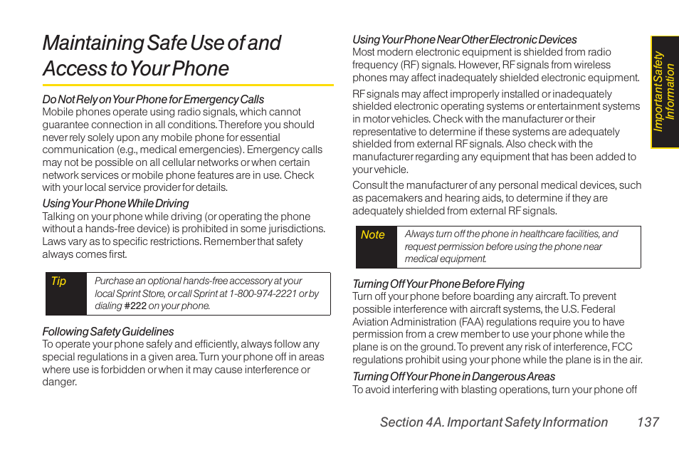 Maintaining safe use of and access to your phone, Using your phone with a hearing aid device | Sanyo Katana LX User Manual | Page 149 / 165