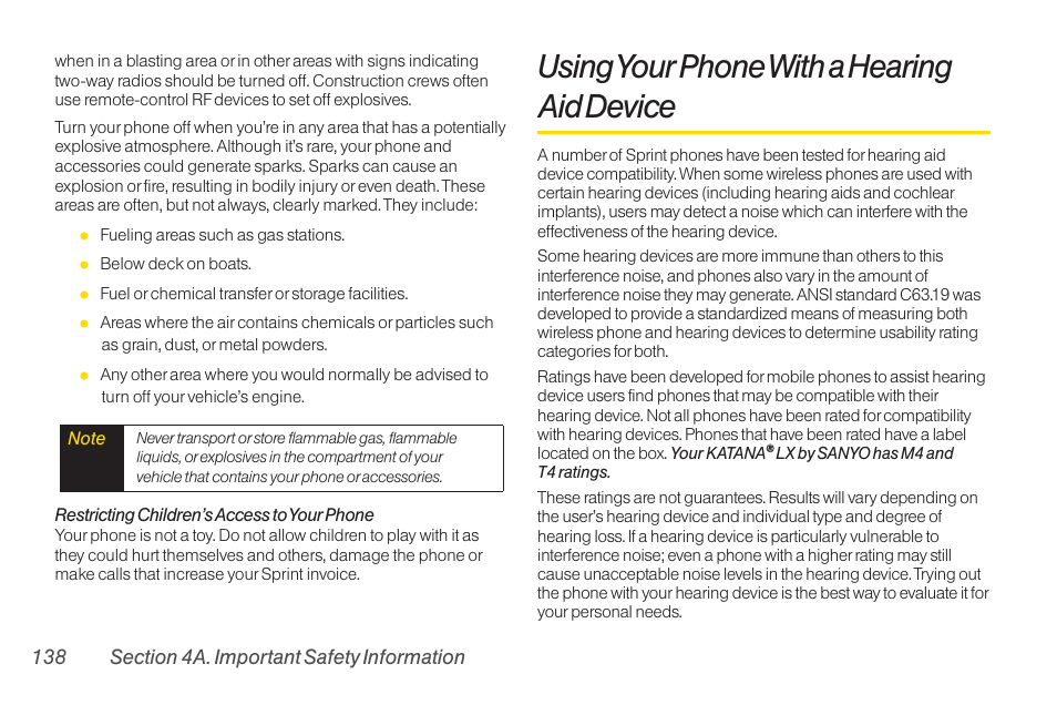 Using your phone with a hearing aid device, Caring for the battery | Sanyo Katana LX User Manual | Page 150 / 165
