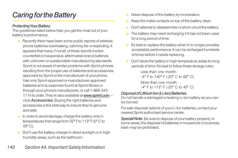 Caring for the battery, Radio frequency (rf) energy | Sanyo Katana LX User Manual | Page 152 / 165