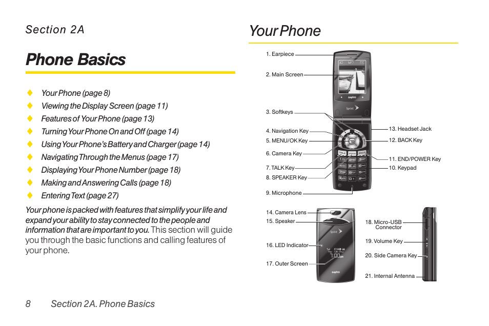 2a phone basics, Your phone, 2a. phone basics | Phone basics | Sanyo Katana LX User Manual | Page 20 / 165