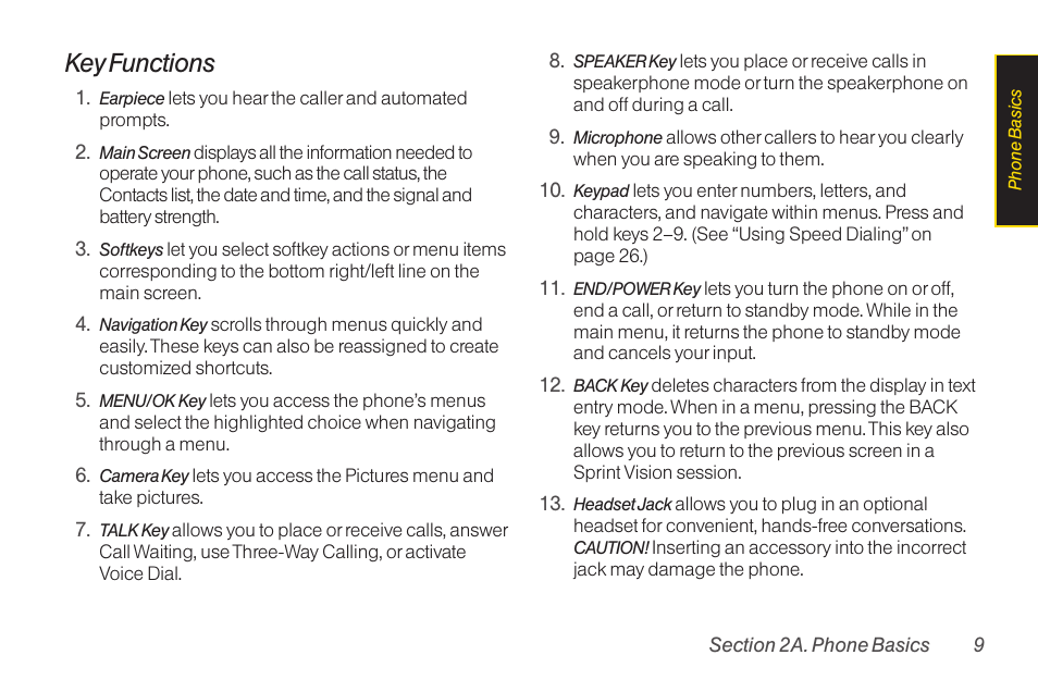Key functions | Sanyo Katana LX User Manual | Page 21 / 165
