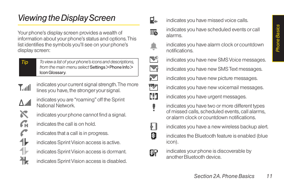 Viewing the display screen | Sanyo Katana LX User Manual | Page 23 / 165