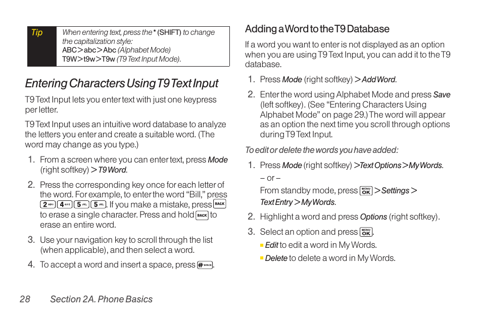 Entering characters using t9 text input | Sanyo Katana LX User Manual | Page 40 / 165