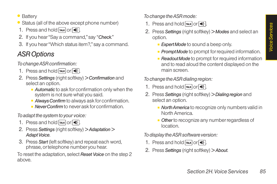 Asr options | Sanyo Katana LX User Manual | Page 97 / 165