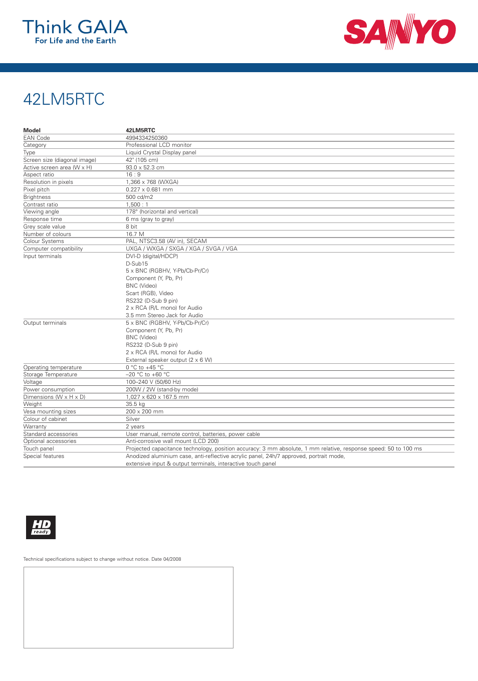 42lm5rtc | Sanyo 42LM5RTC User Manual | Page 2 / 2