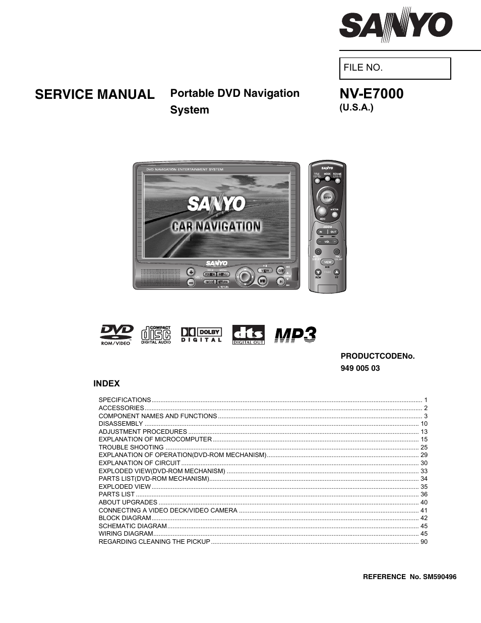 Sanyo NV-E7000 User Manual | 68 pages