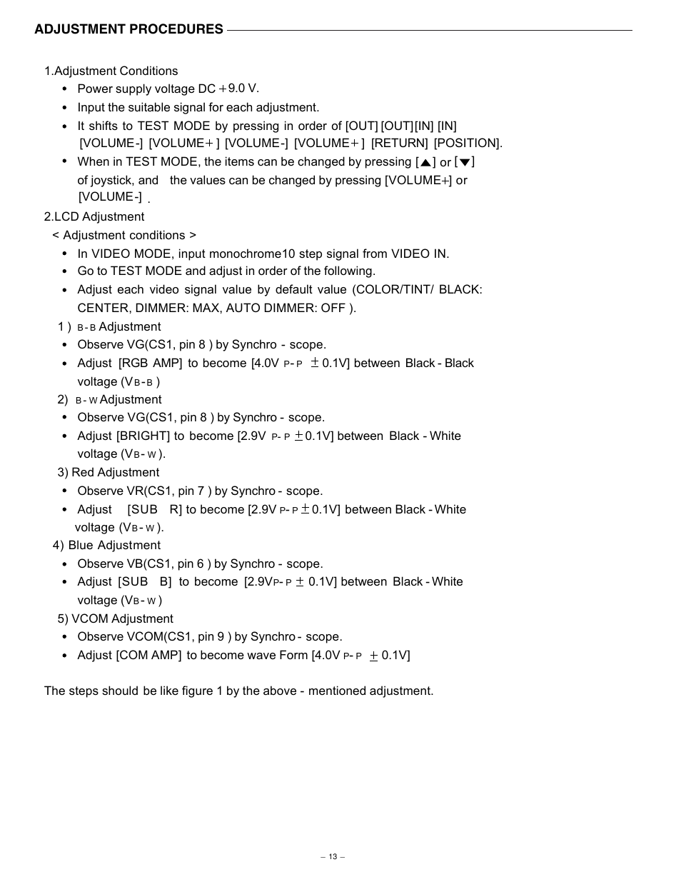 Adjustment procedures | Sanyo NV-E7000 User Manual | Page 14 / 68