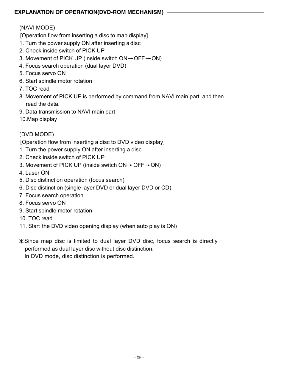 Explanation of operation(dvd-rom mechanism) | Sanyo NV-E7000 User Manual | Page 30 / 68