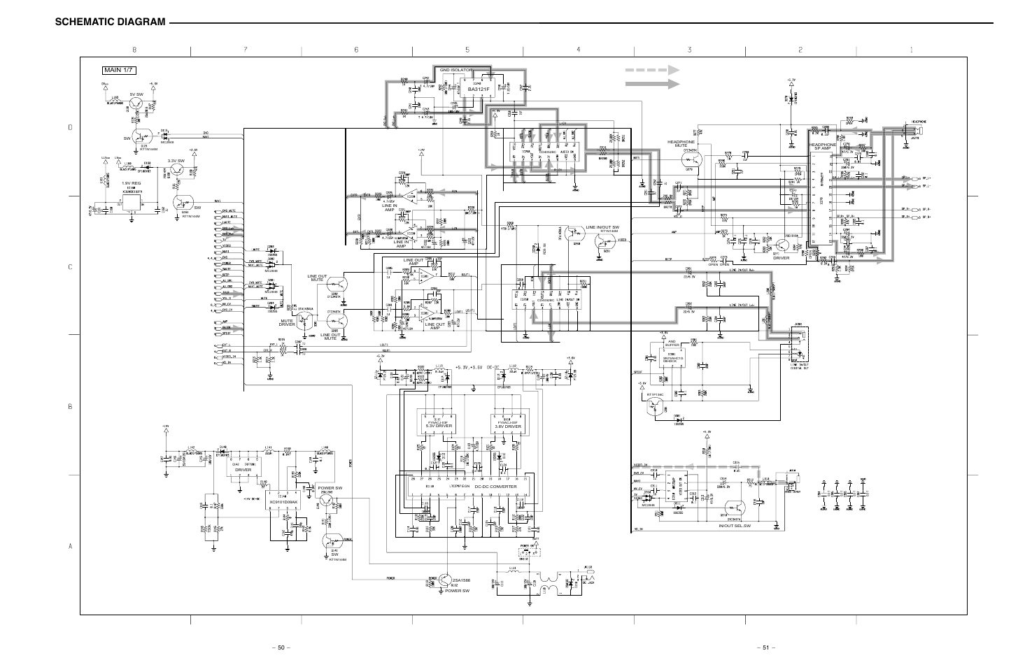 Schematic diagram(2/4), Schematic diagram, Main 1/7 | Sanyo NV-E7000 User Manual | Page 48 / 68