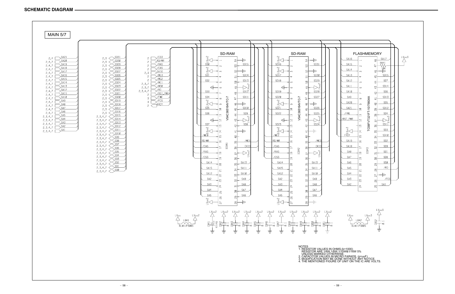 Schematic diagram, Main 5/7 | Sanyo NV-E7000 User Manual | Page 52 / 68