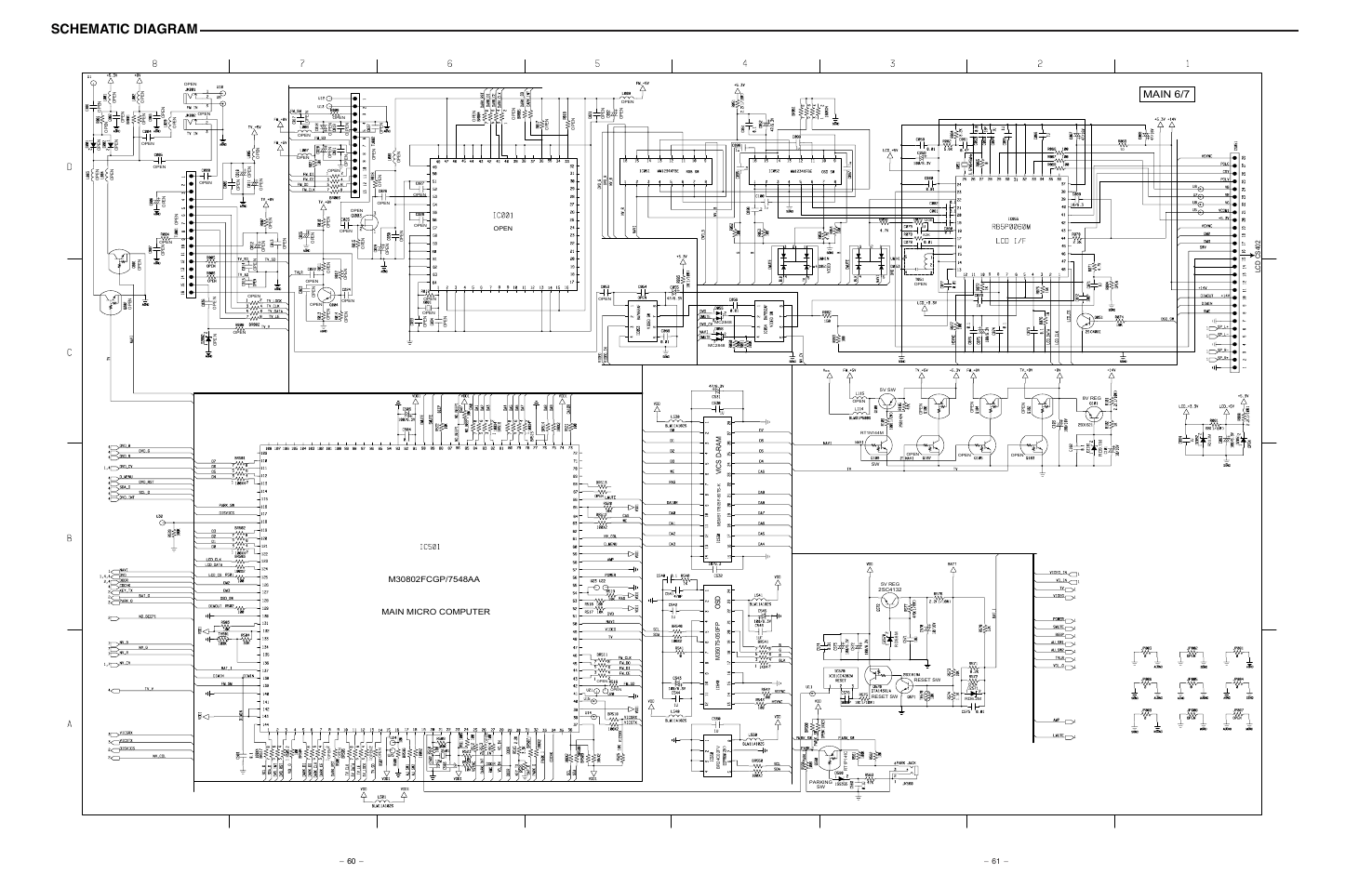 Schematic diagram, Main 6/7, Main micro computer | Sanyo NV-E7000 User Manual | Page 53 / 68