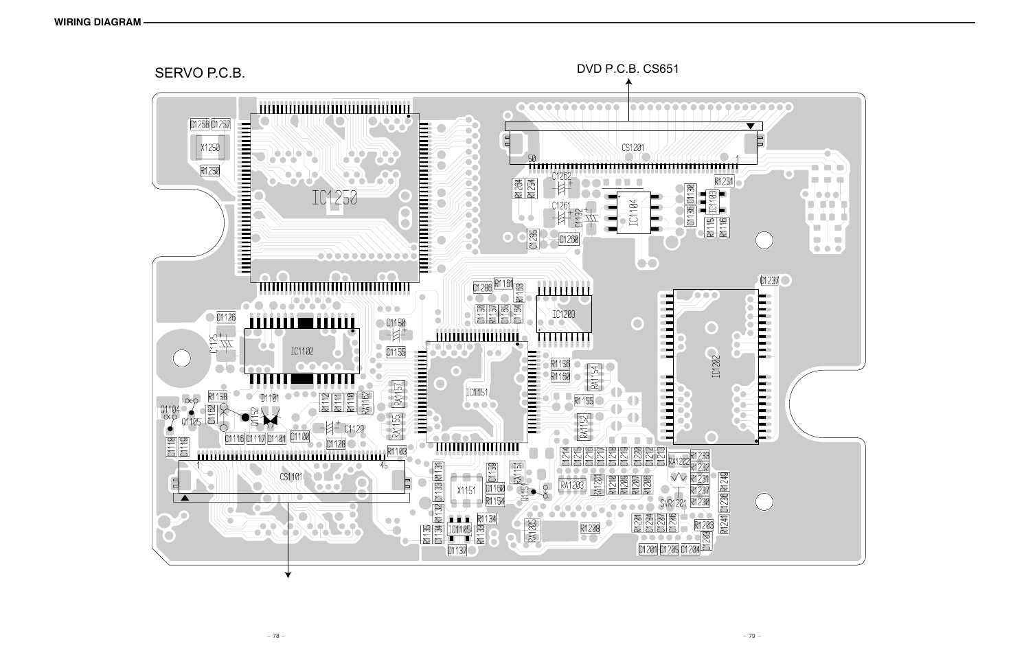 Servo p.c.b, Dvd p.c.b. cs651 | Sanyo NV-E7000 User Manual | Page 62 / 68