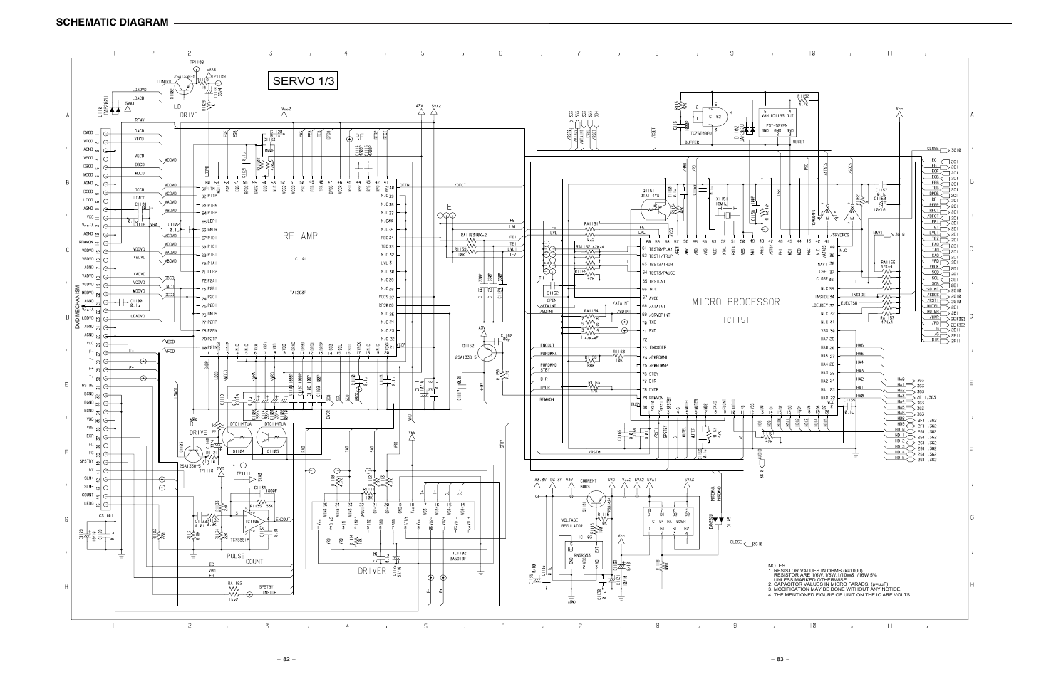 Schematic diagram(4/4), Servo 1/3, Schematic diagram | Sanyo NV-E7000 User Manual | Page 64 / 68