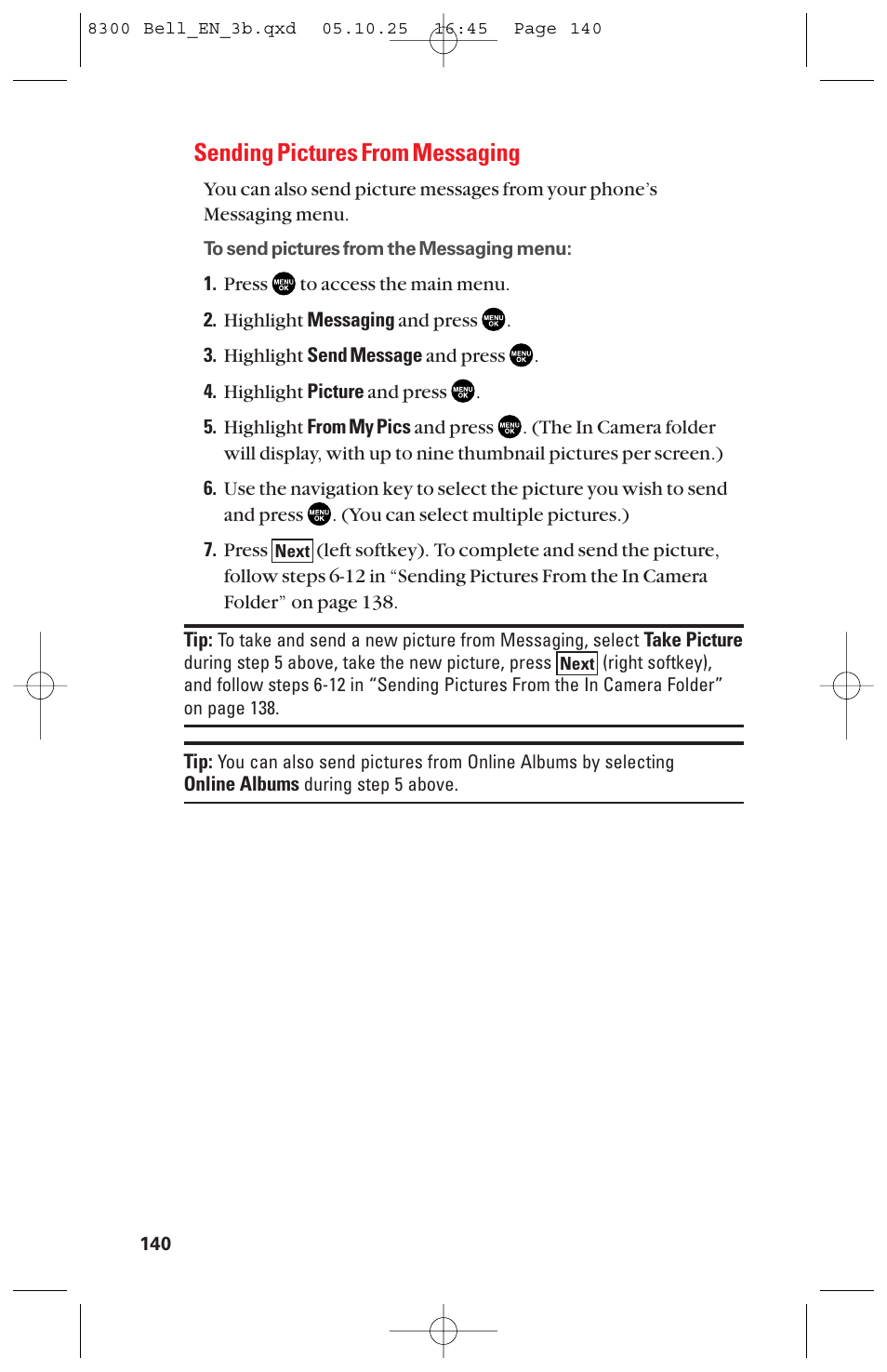 Sending pictures from messaging | Sanyo scp8300 User Manual | Page 147 / 179