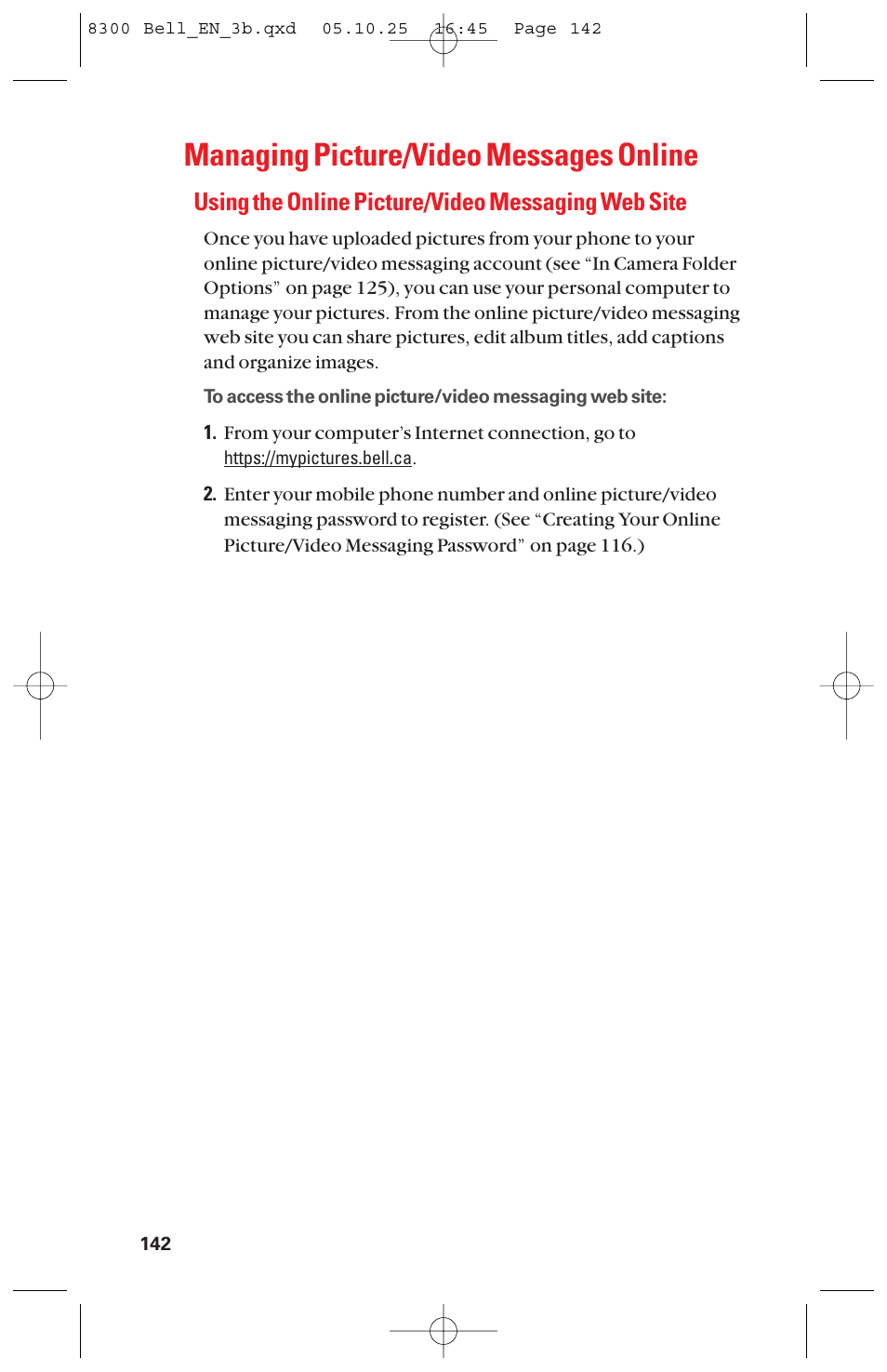 Managing picture/video messages online, Using the online picture/video messaging web site | Sanyo scp8300 User Manual | Page 149 / 179