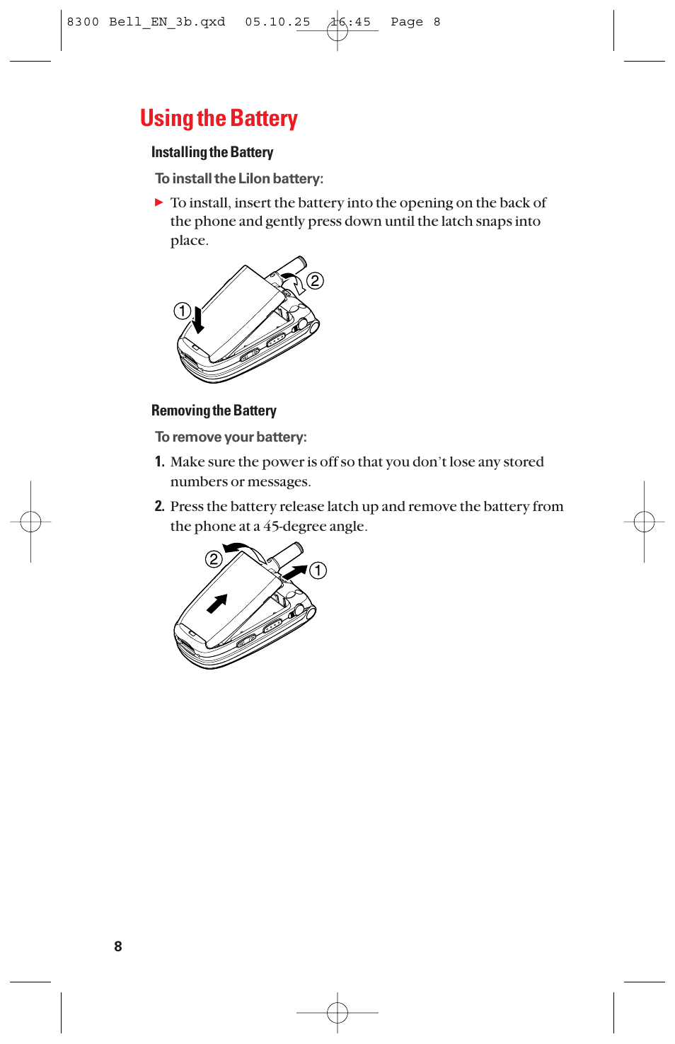 Using the battery | Sanyo scp8300 User Manual | Page 15 / 179