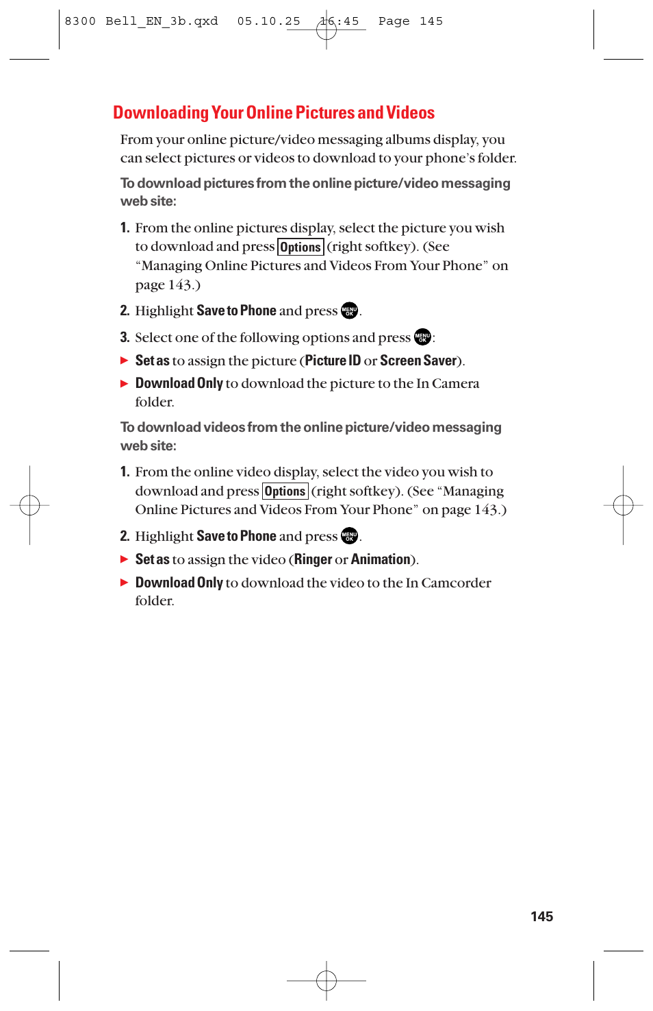 Downloading your online pictures and videos | Sanyo scp8300 User Manual | Page 152 / 179