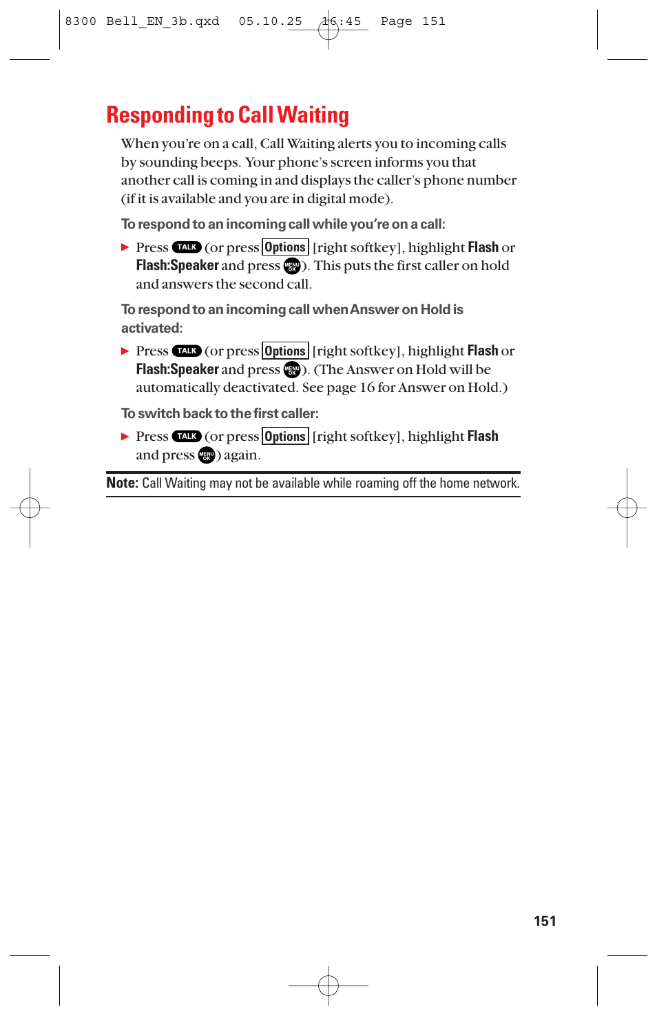 Responding to call waiting | Sanyo scp8300 User Manual | Page 158 / 179