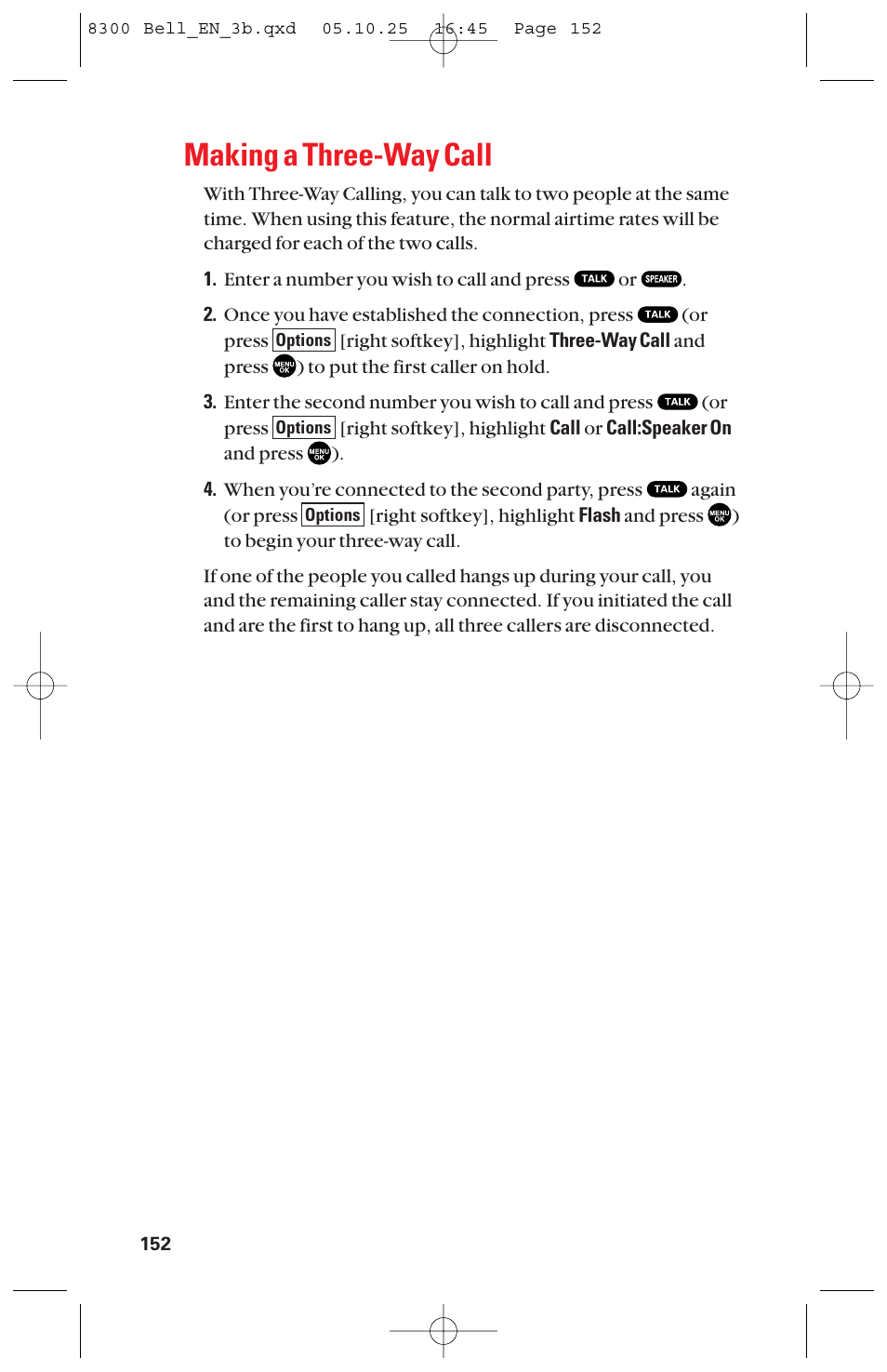 Making a three-way call | Sanyo scp8300 User Manual | Page 159 / 179