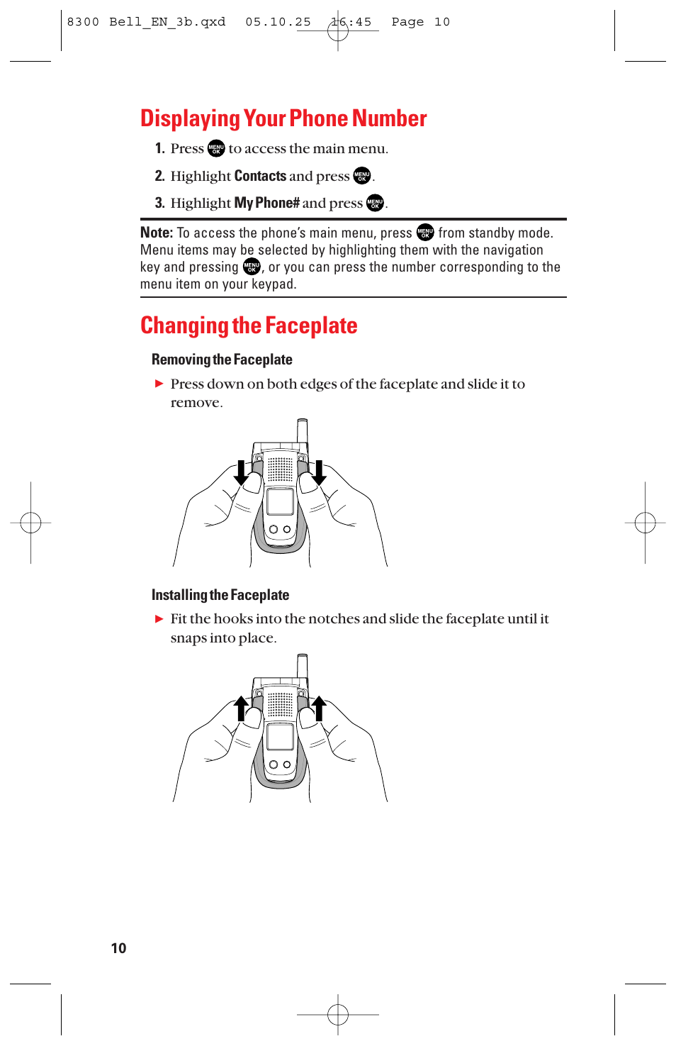 Displaying your phone number, Changing the faceplate | Sanyo scp8300 User Manual | Page 17 / 179