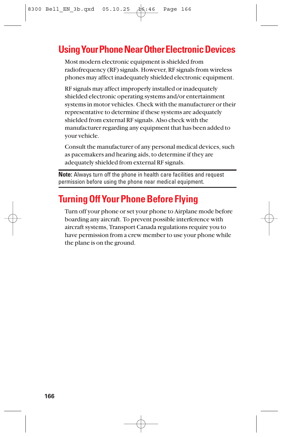 Using your phone near other electronic devices, Turning off your phone before flying | Sanyo scp8300 User Manual | Page 173 / 179