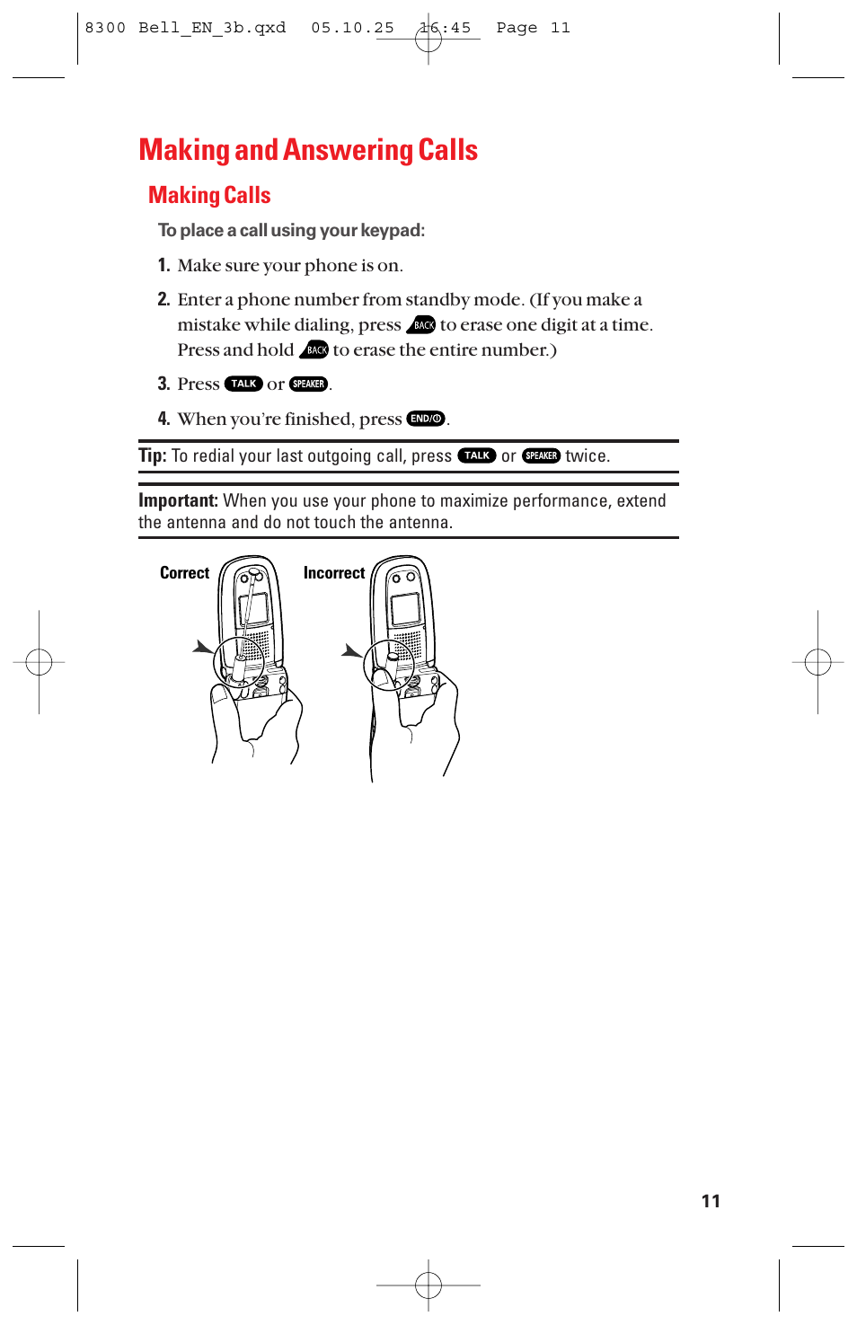 Making and answering calls, Making calls | Sanyo scp8300 User Manual | Page 18 / 179