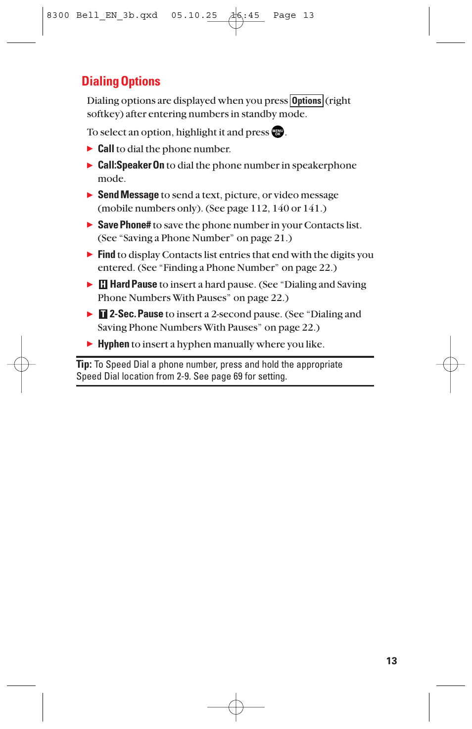 Dialing options | Sanyo scp8300 User Manual | Page 20 / 179